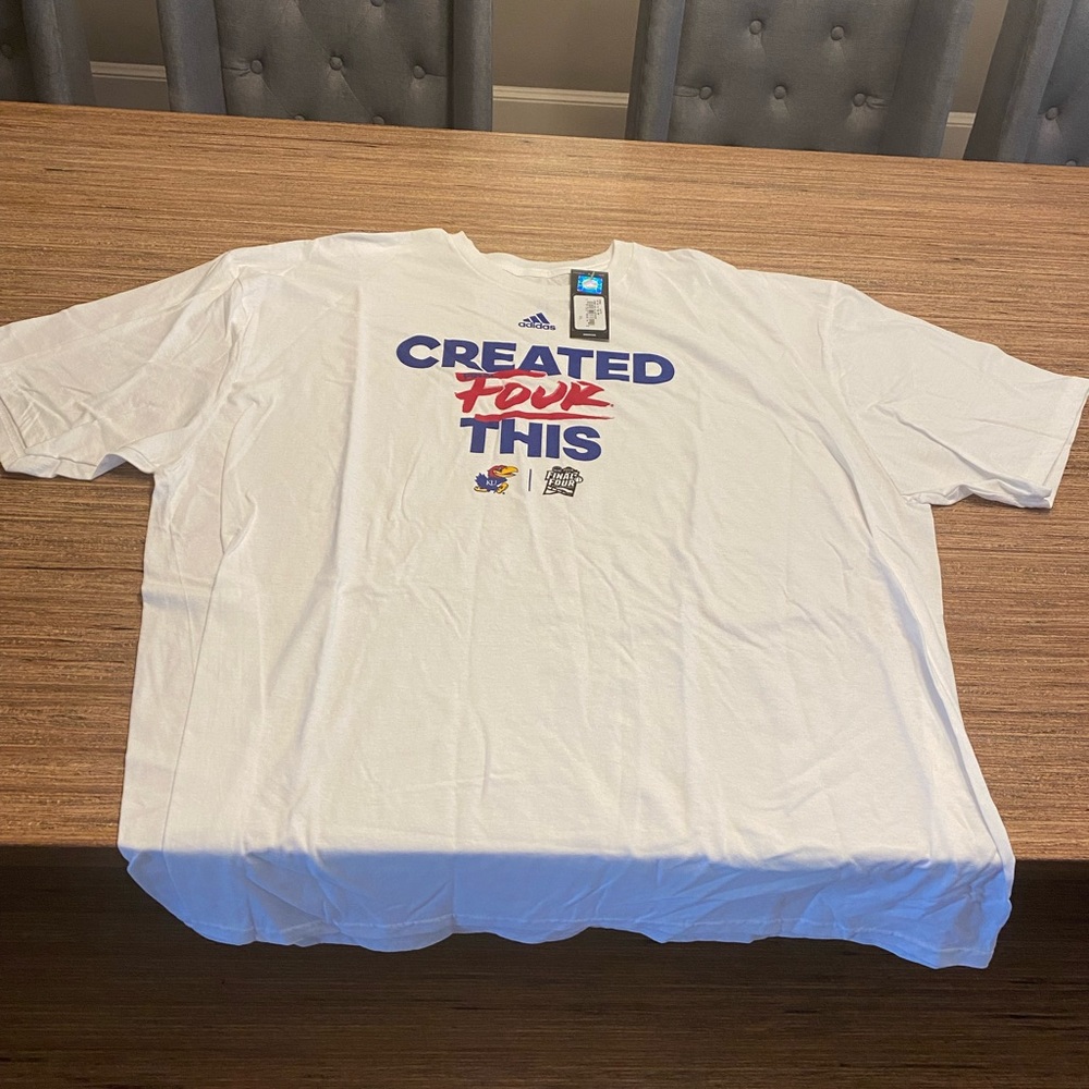 Adidas, Kansas Jayhawks Men’s White Short Sleeved T-Shirt